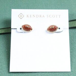Kendra Scott Football Stud Earrings Orange Goldstone Gold